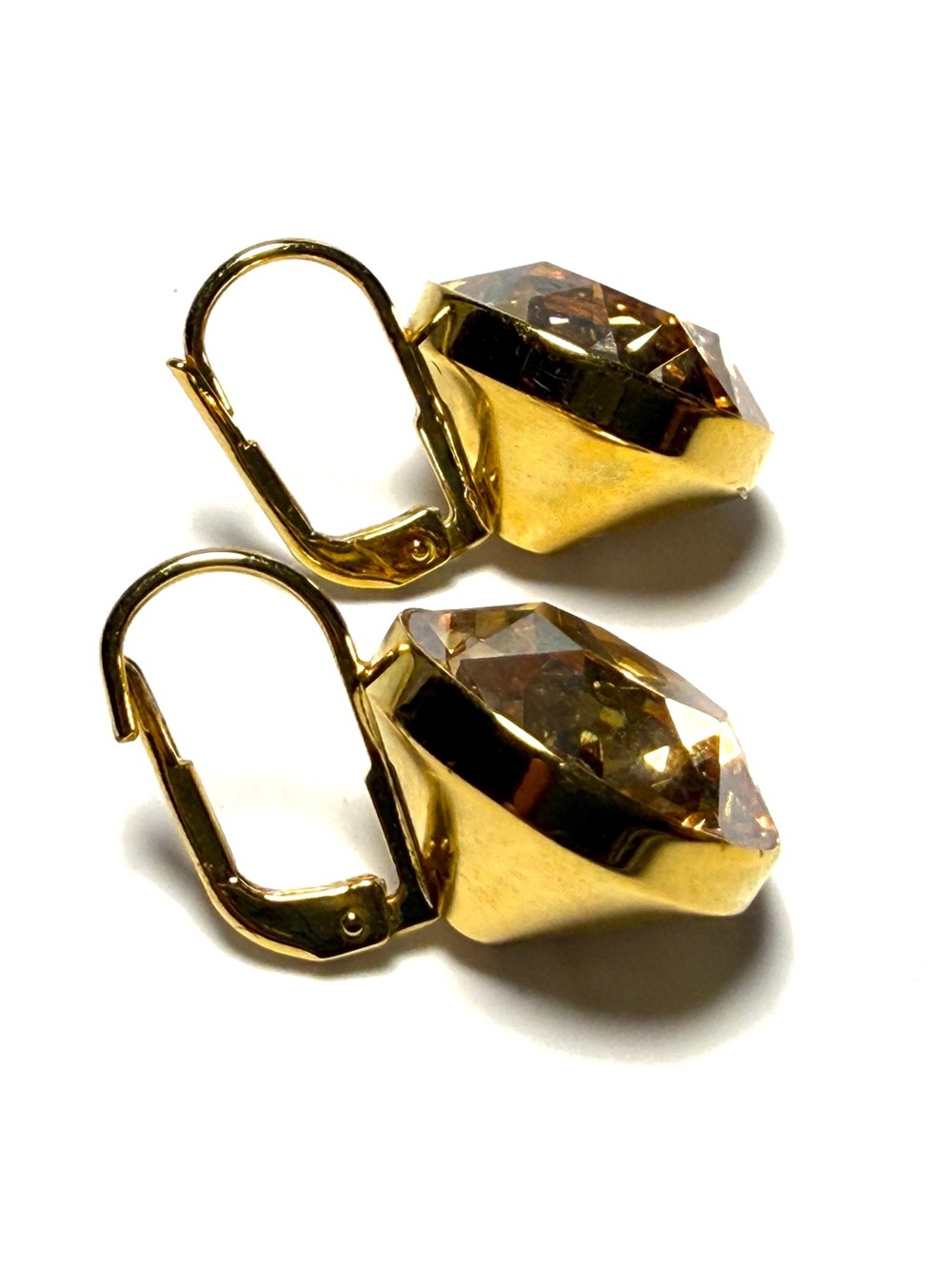 Swarovski Gold-Tone Champagne Crystal Earrings - Picture 4 of 11